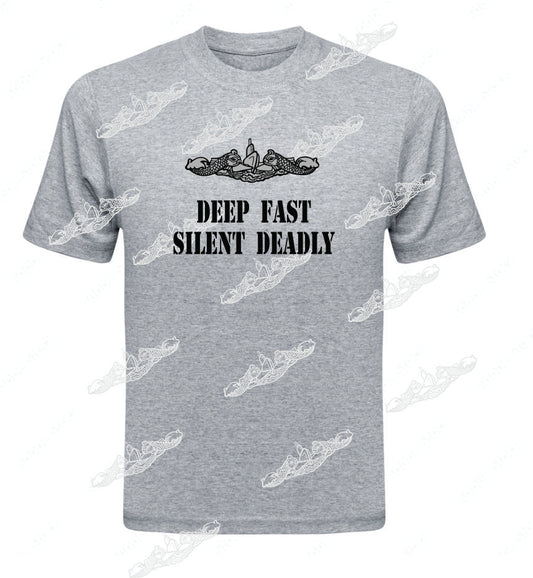 Deep Fast Silent Deadly TEXT & Dolphins : Clothing