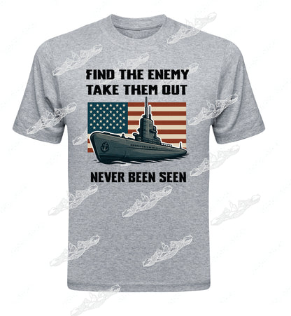 Find The Enemy/ Take Them Out / Never Been Seen  Flag & Submarine - Clothing