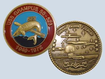 USS Grampus SS 523 Challenge Coin